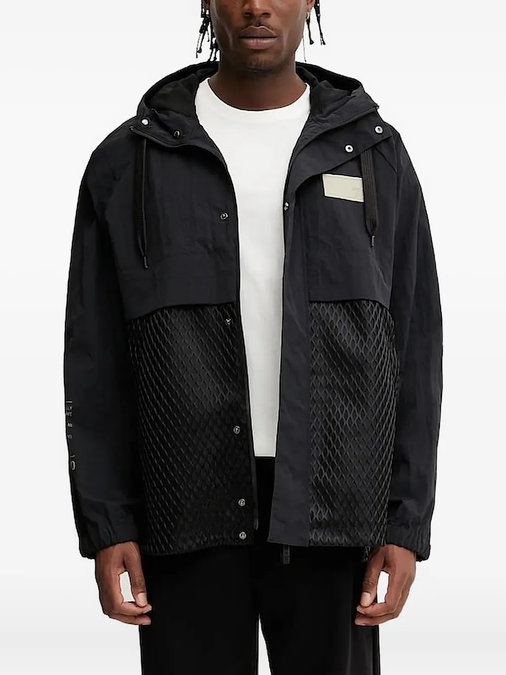 Ea7 Emporio Armani mesh-panel hooded jacket Zwart