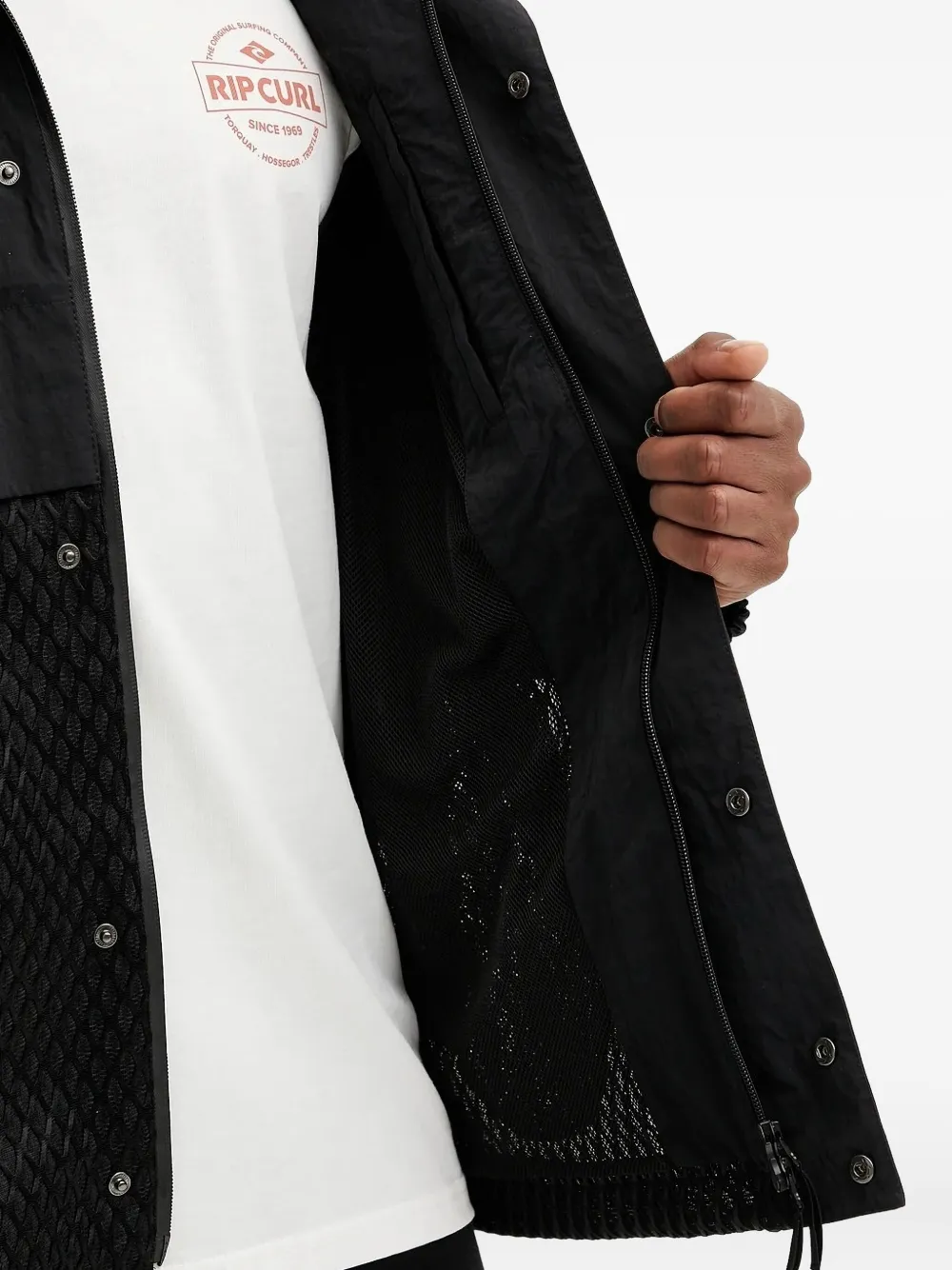Ea7 Emporio Armani mesh-panel hooded jacket Zwart
