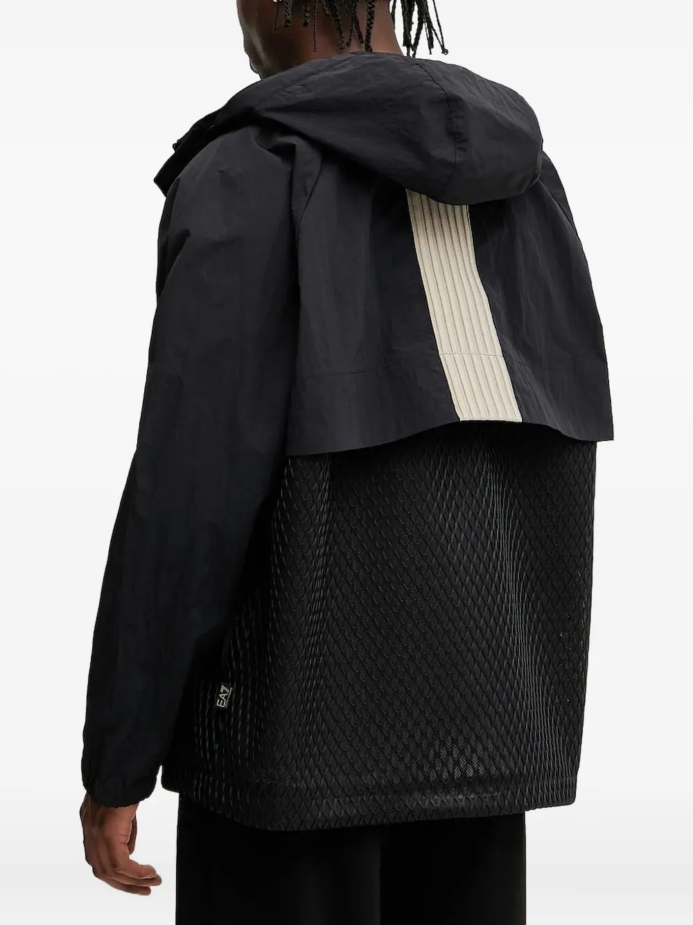 Ea7 Emporio Armani mesh-panel hooded jacket Zwart