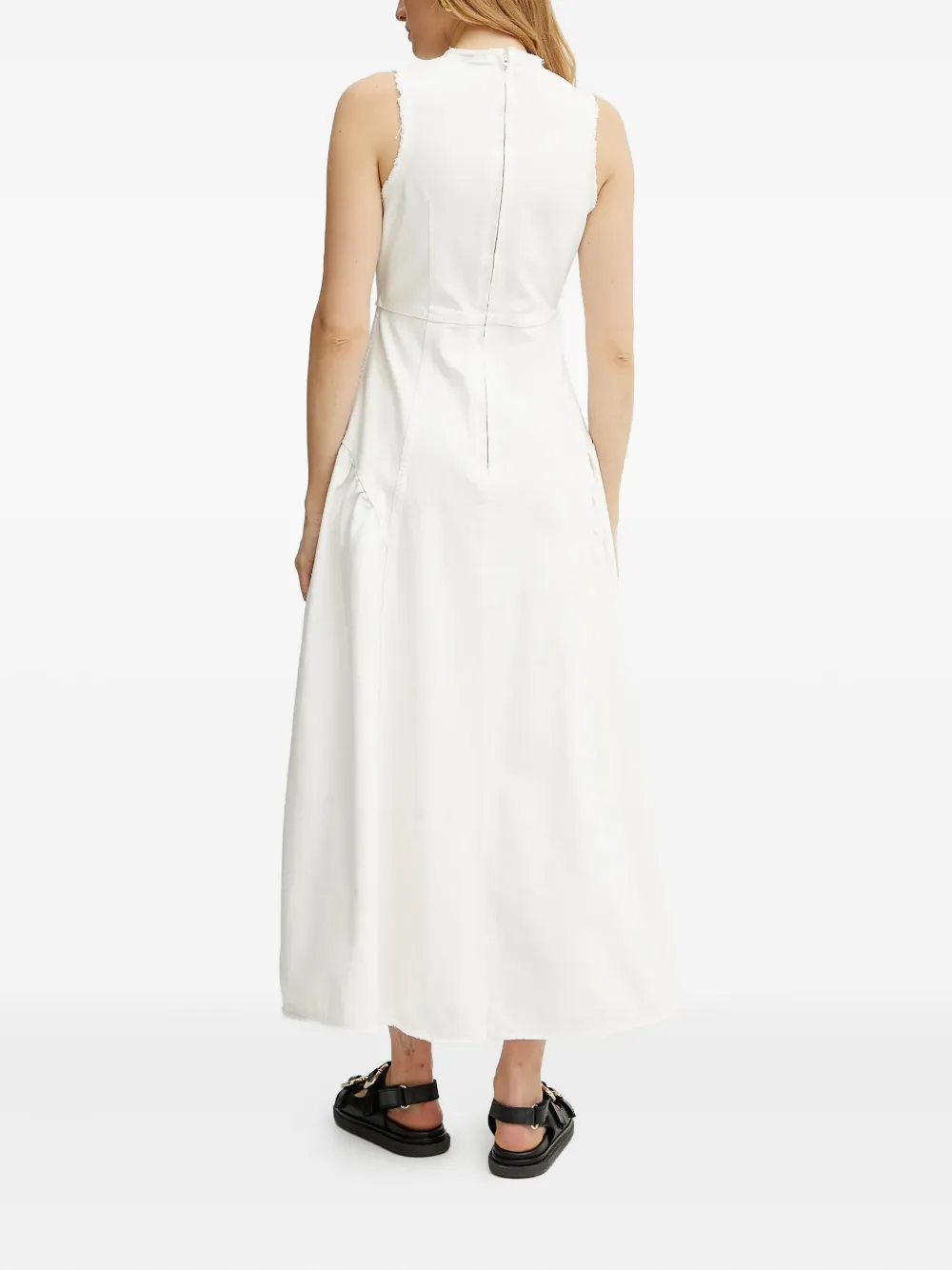 Ivy & Oak Frayed Sleeveless Dress In White