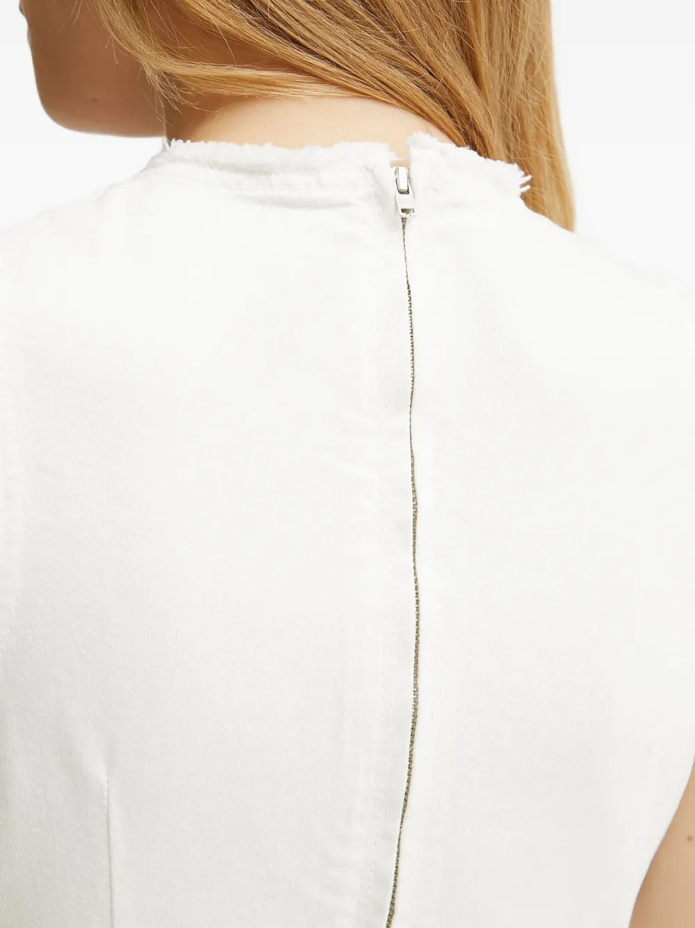 Ivy & Oak Frayed Sleeveless Dress In White