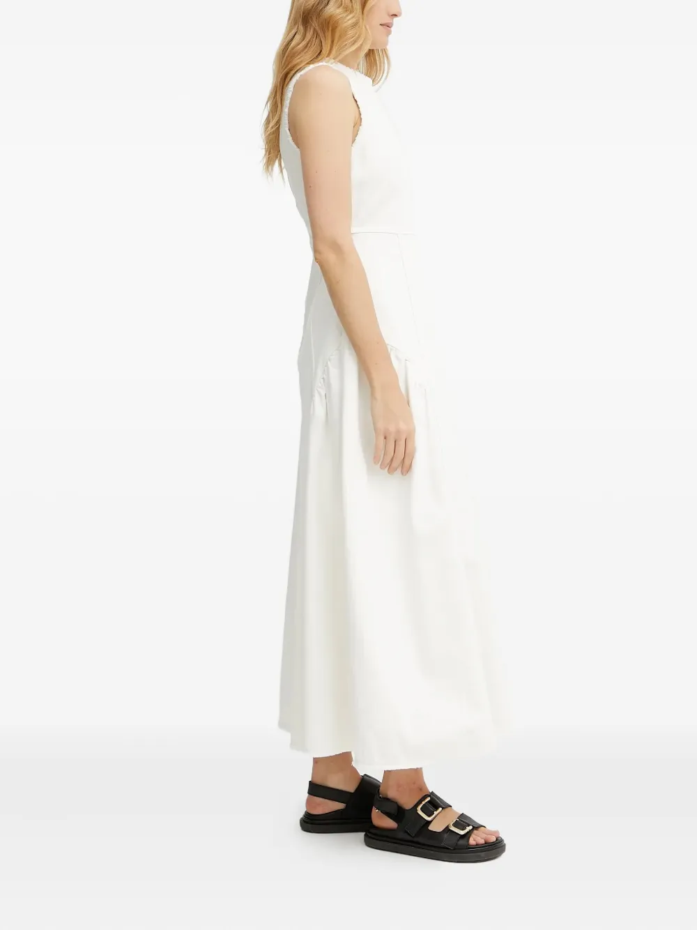 Ivy & Oak Frayed Sleeveless Dress In White