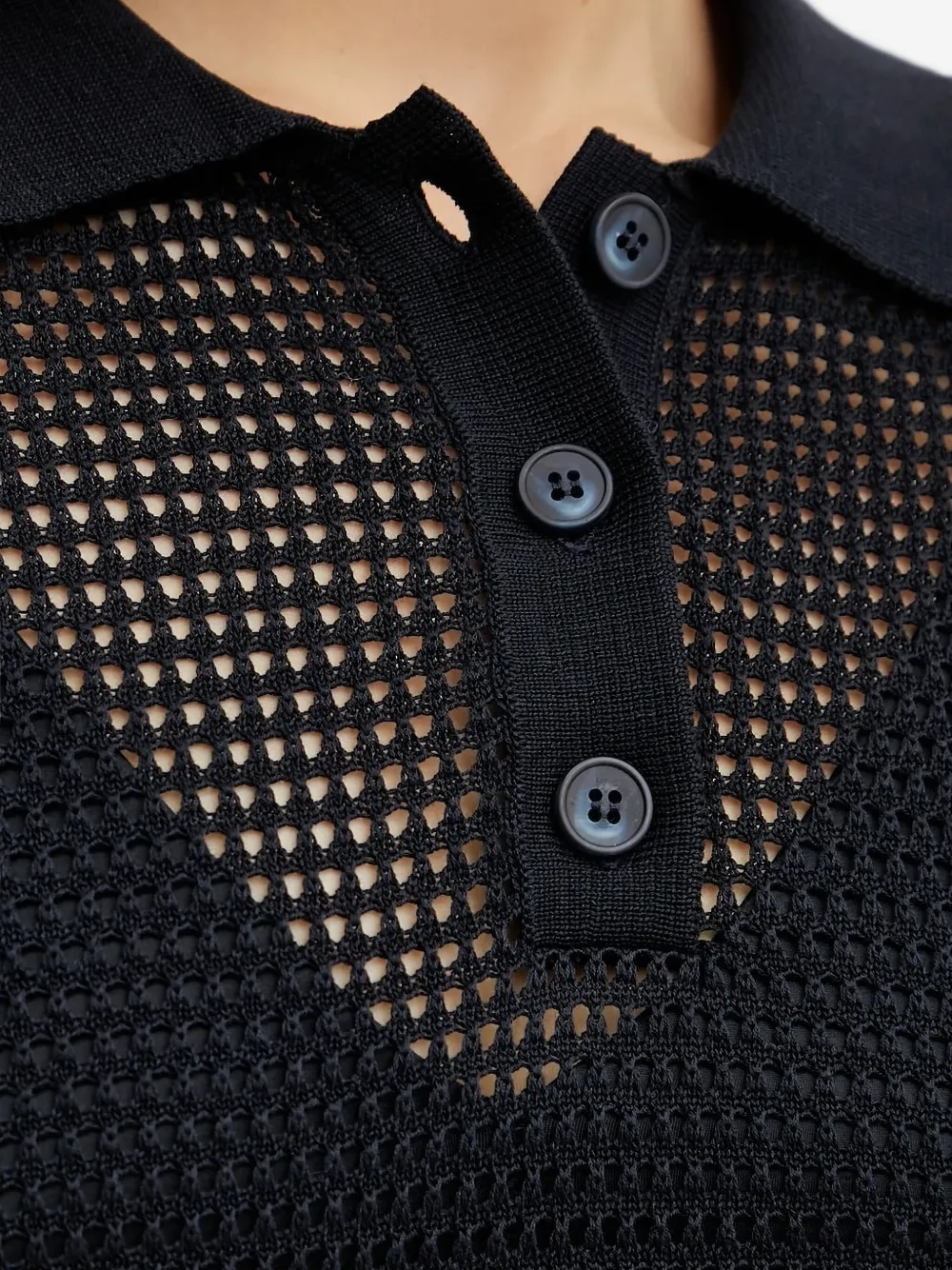 Ivy & Oak Flo Mesh-panel Polo Top In Black