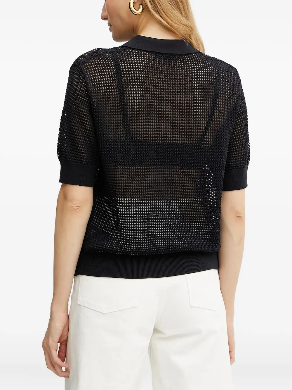 IVY OAK Flo mesh-panel polo top - Zwart