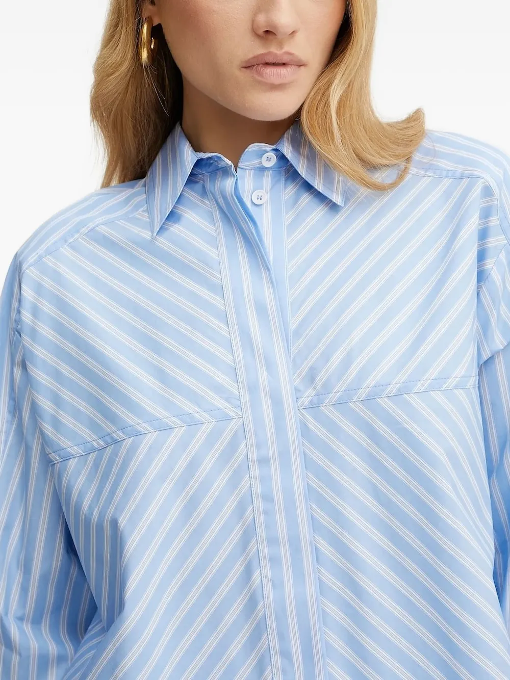 Ivy & Oak Long-sleeves Diagonal-stripe Shirt In Blue