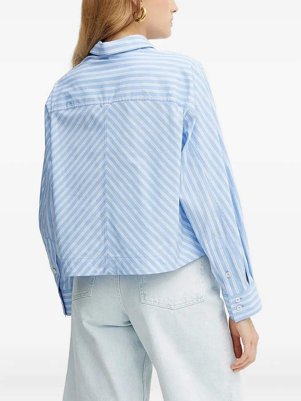 Ivy & Oak Long-sleeves Diagonal-stripe Shirt In Blue
