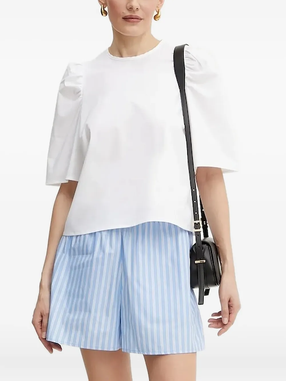 Ivy & Oak Puff-sleeves Tie-back Blouse In White