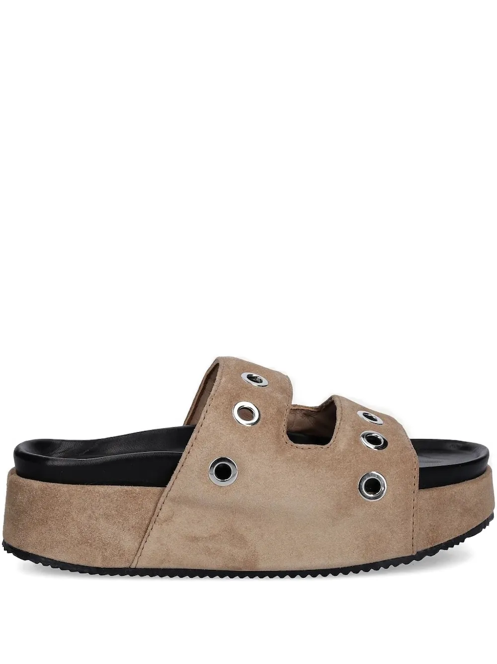 Inuikii Platform Eyelet-detail Slides In Brown