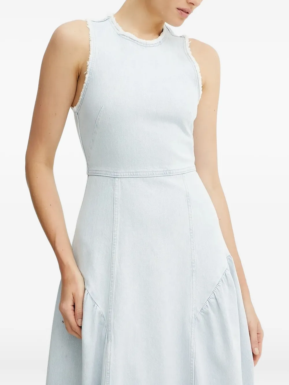 IVY OAK Mouwloze denim maxi-jurk met gerafelde randen Blauw