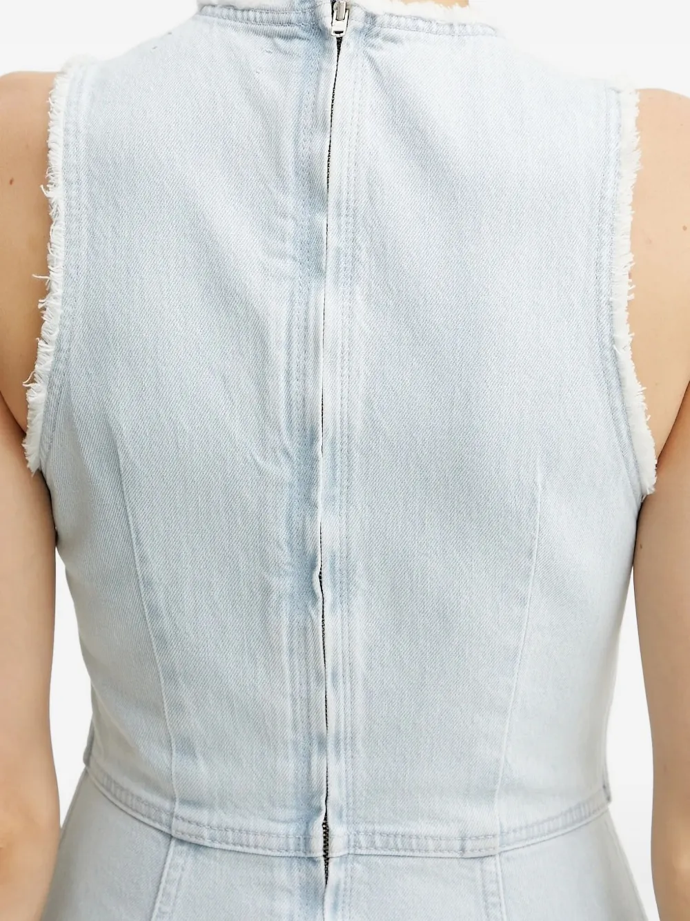 IVY OAK Mouwloze denim maxi-jurk met gerafelde randen Blauw