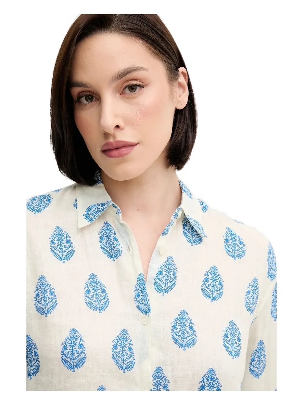 Mc2 Saint Barth Paisley-print Linen Shirt In White