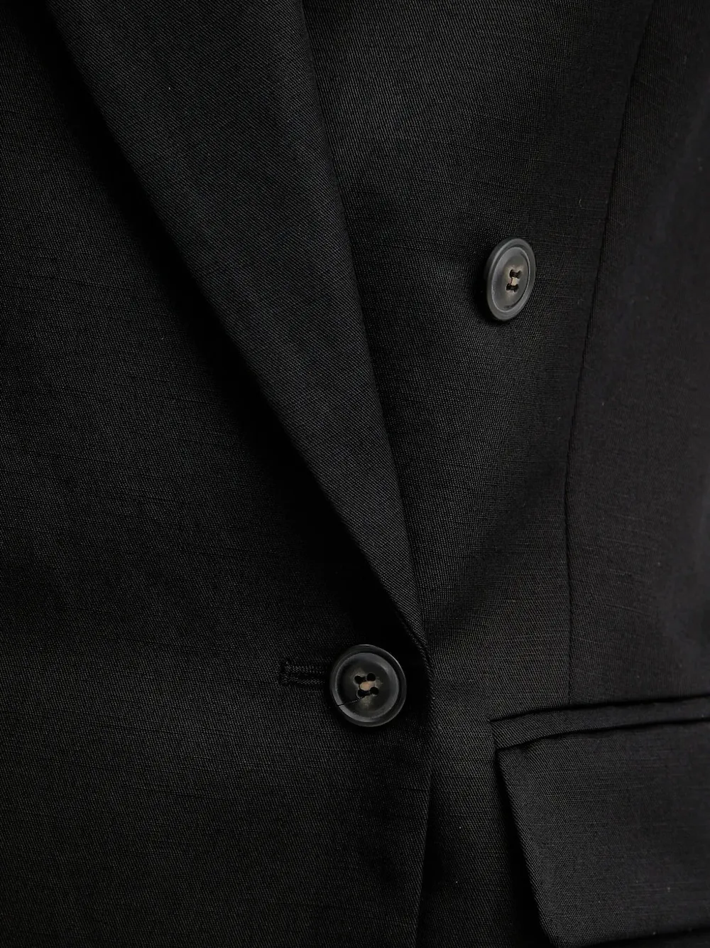 Ivy & Oak Double-breasted Linen-blend Blazer In Black