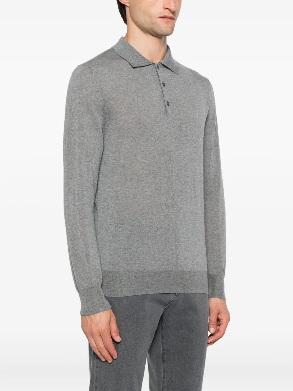 Canali Poloshirt met lange mouwen Grijs
