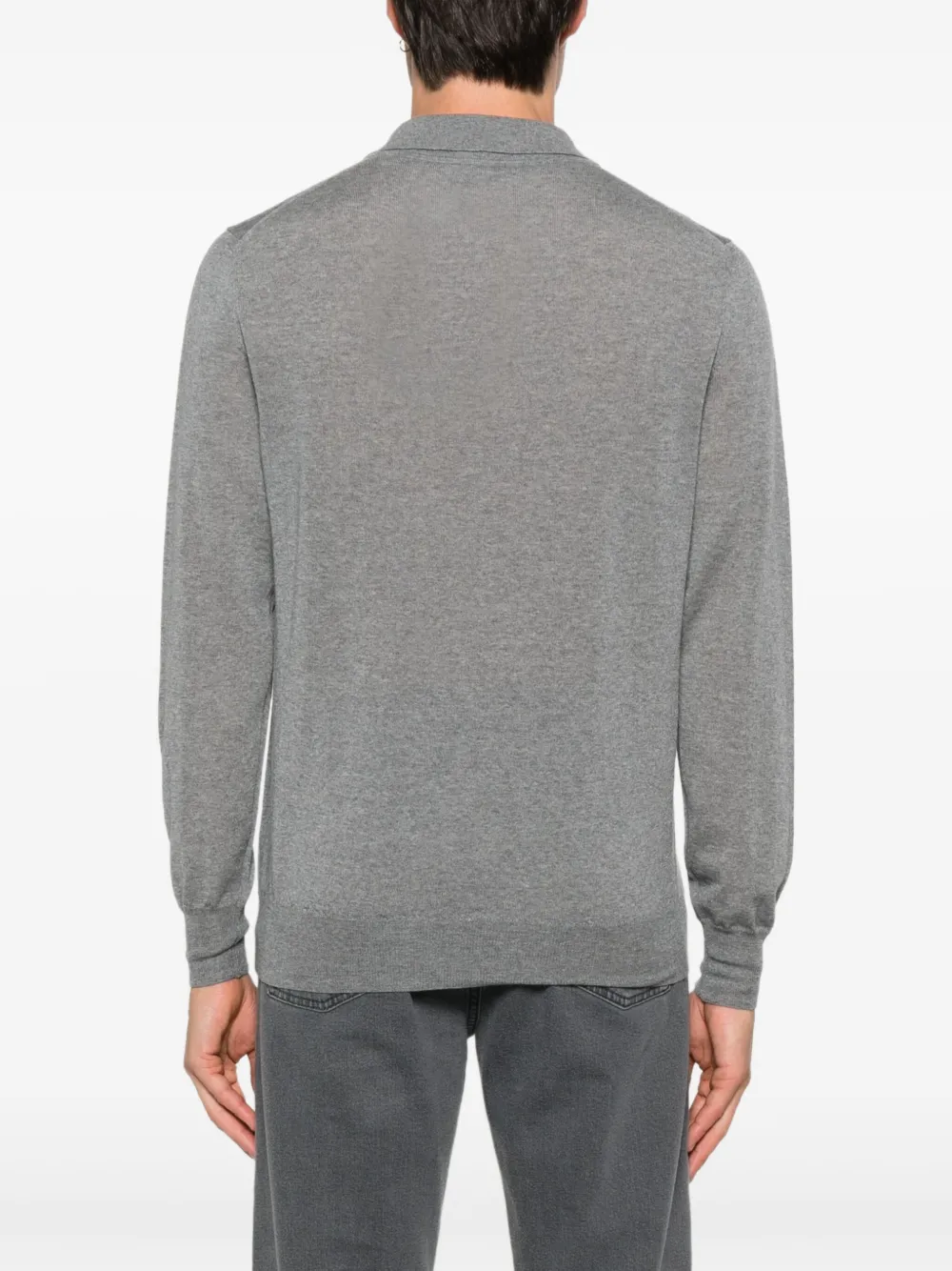 Canali Poloshirt met lange mouwen Grijs