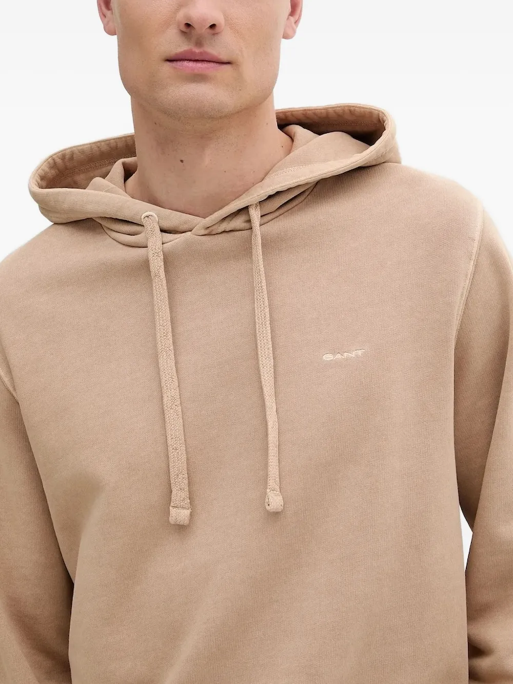 Gant logo-embroidered hoodie Beige
