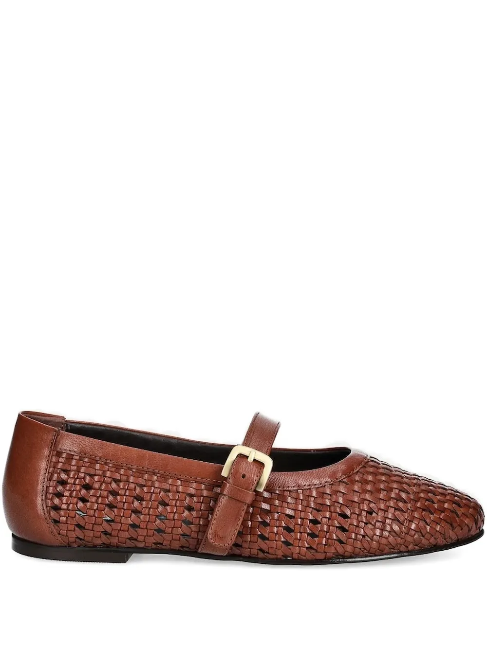 Gant Woven Leather Buckle Ballet Flats In Brown