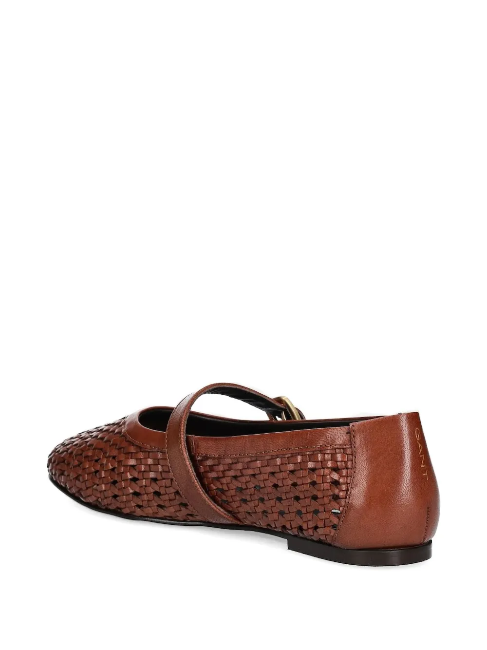 Gant Woven Leather Buckle Ballet Flats In Brown