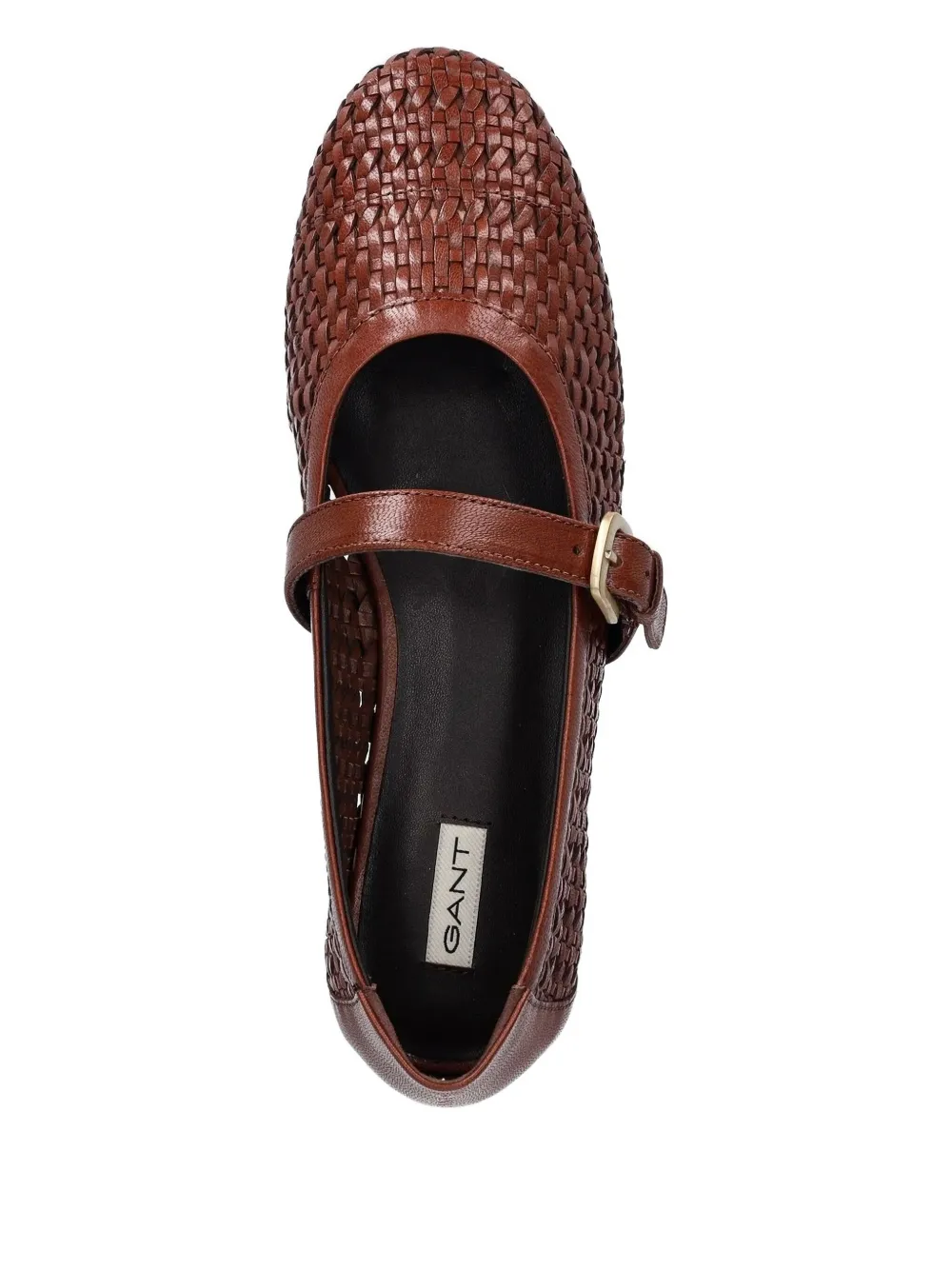 Gant Woven Leather Buckle Ballet Flats In Brown