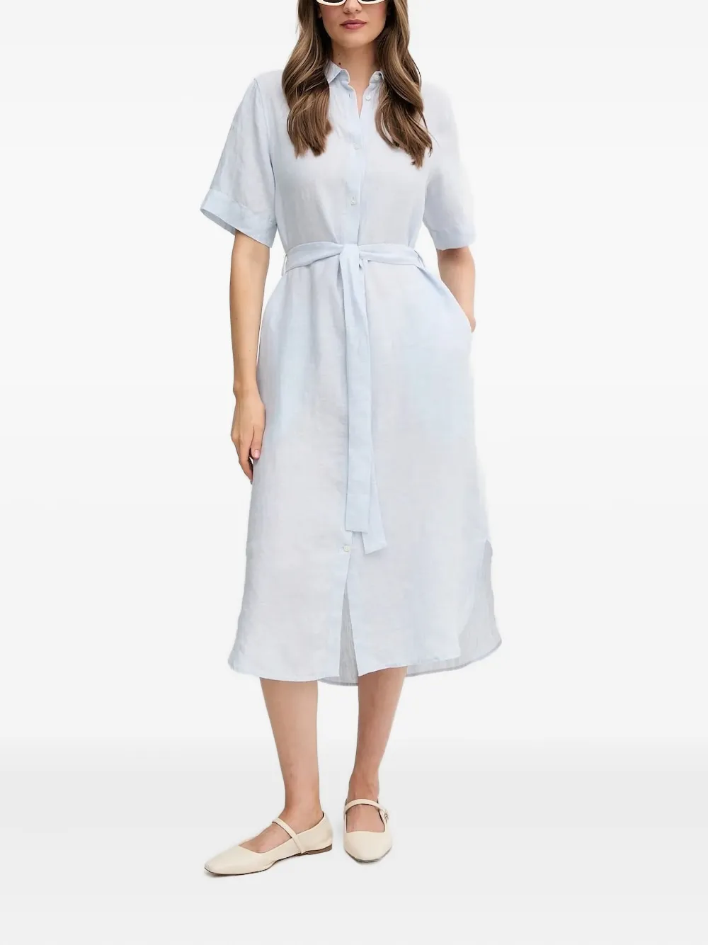Gant belted shirt midi dress | Blue | Image 1