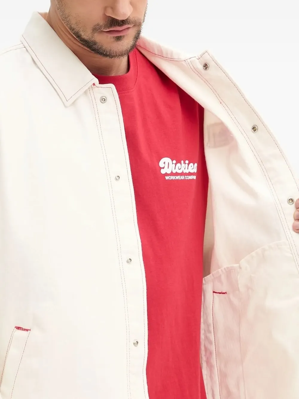 DICKIES Jack met contrasterend stiksel en logopatch Beige