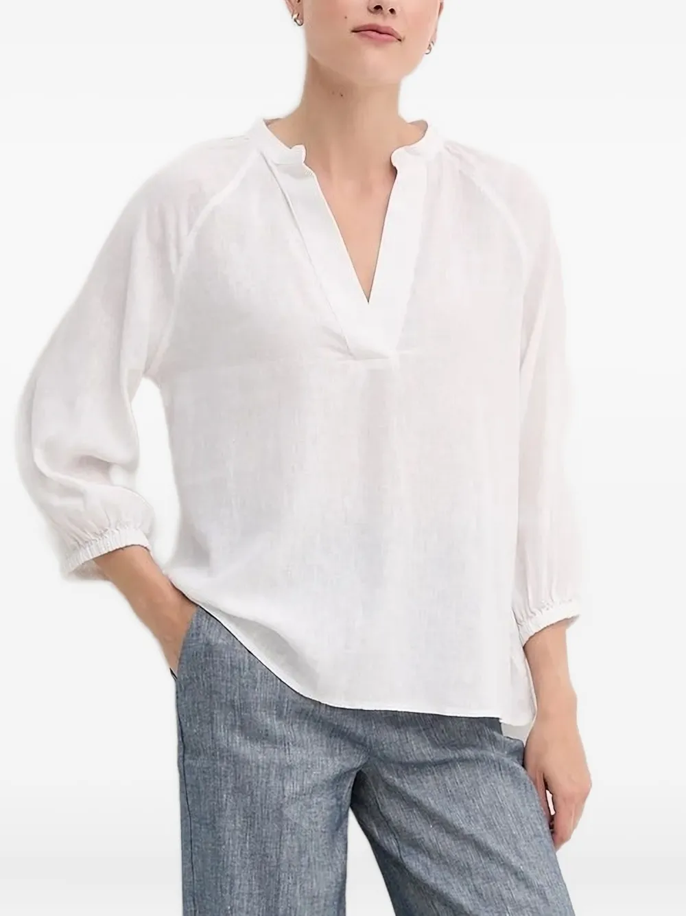 Gant V-neck Blouse In White