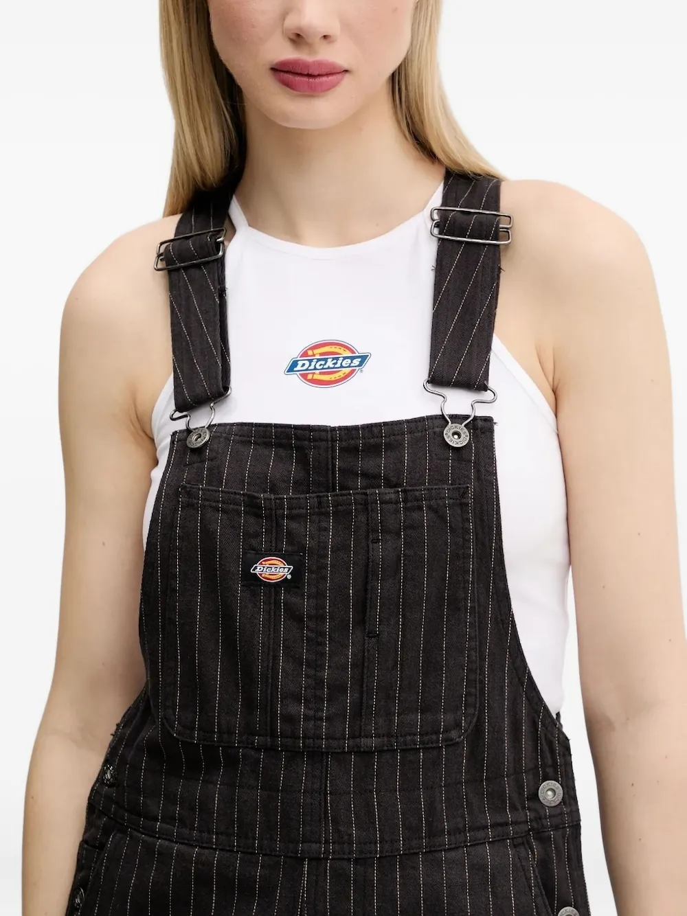 DICKIES Katoenen tuinbroek met krijtstreep Zwart