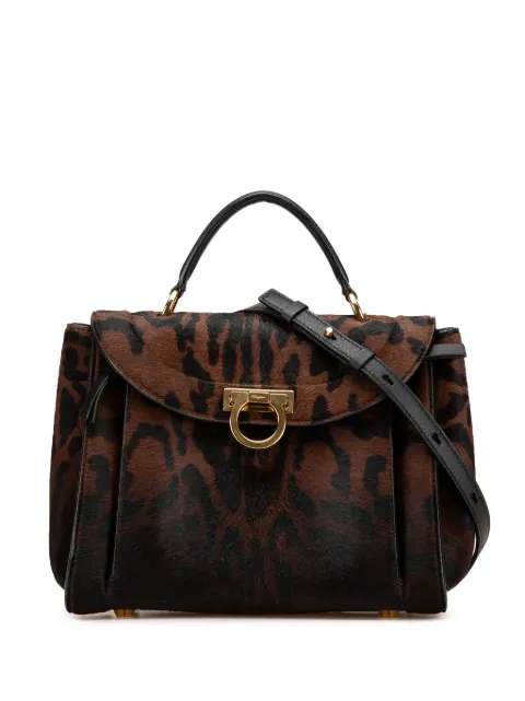 Ferragamo Pre-Owned bolsa satchel Pony Hair Gancini Sofia 2010-2024
