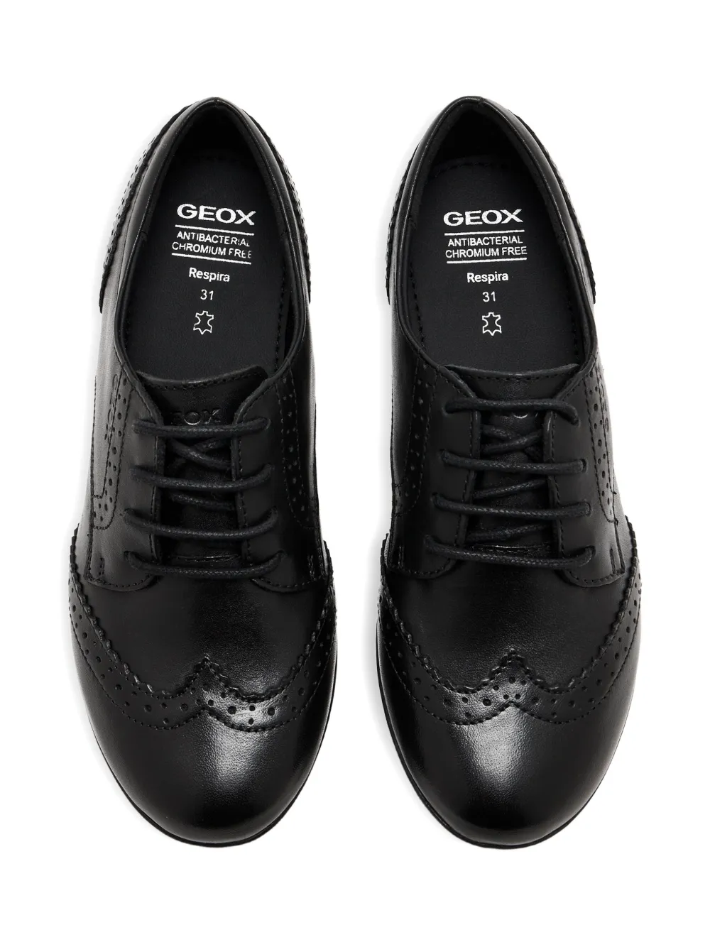 Geox Kids Pliè lace-up brogue shoes Black
