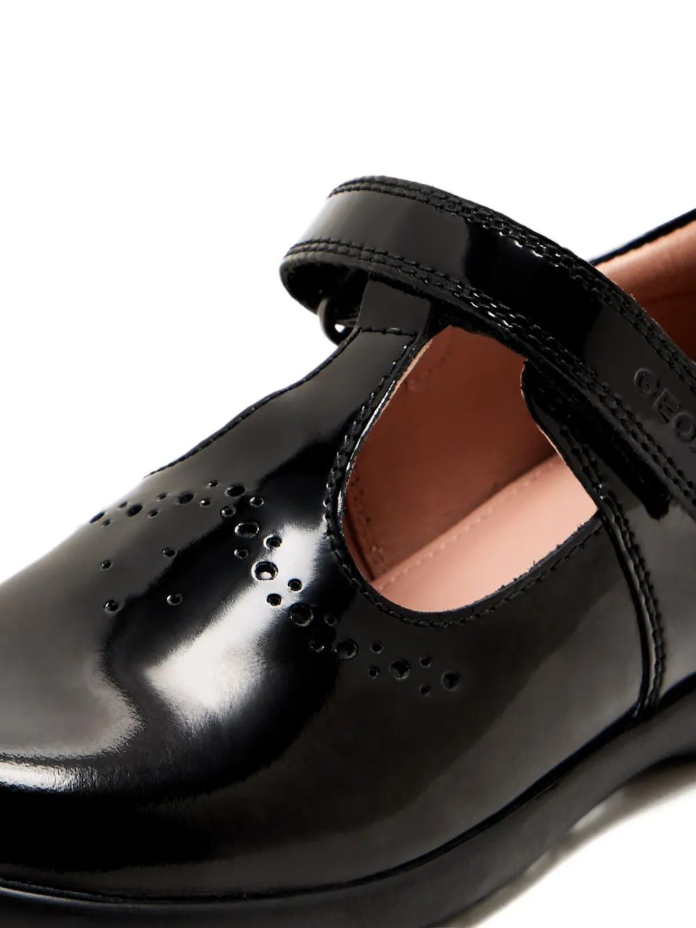 Geox Naimara Patent-leather T-bar Ballerina In Black