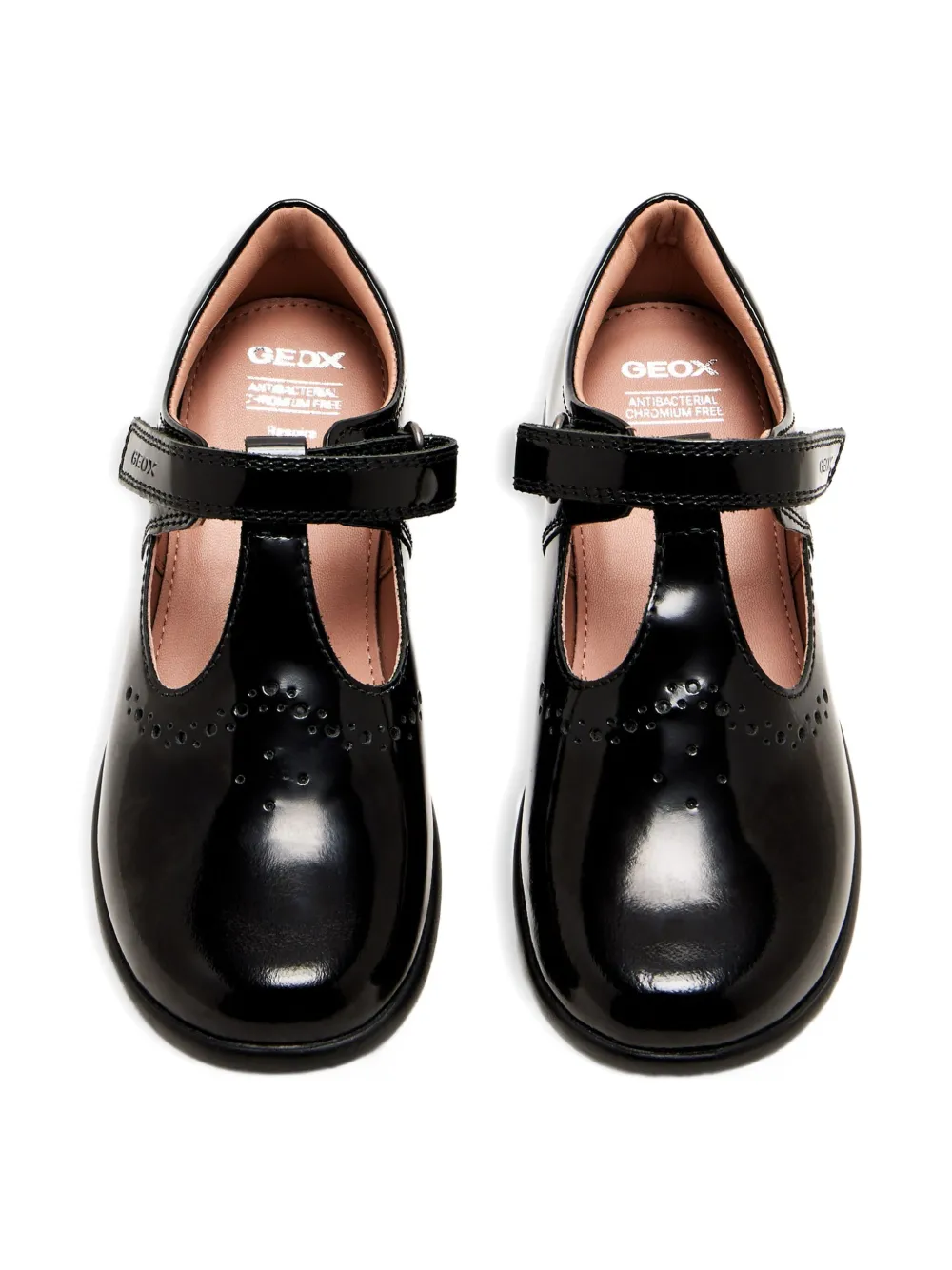 Geox Naimara Patent-leather T-bar Ballerina In Black