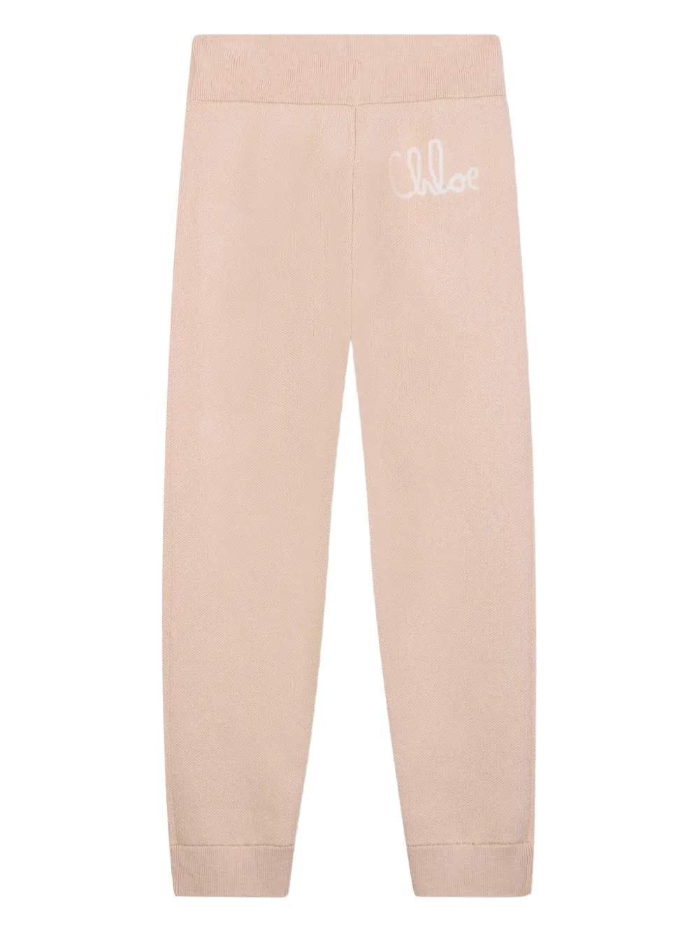 Chloé Kids Gebreide broek met logo Beige