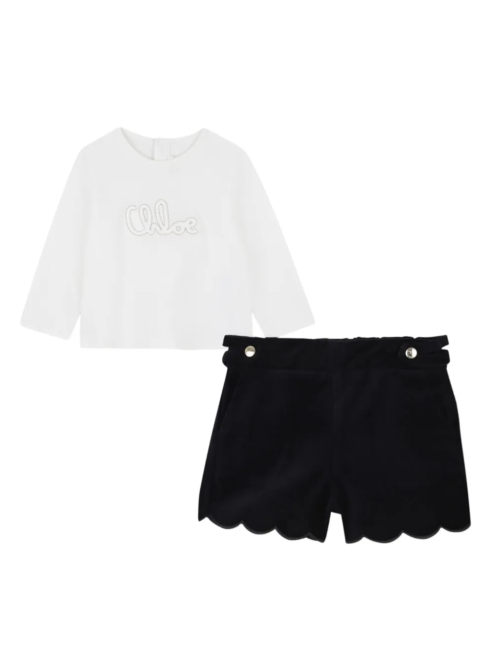 Chloé Kids scalloped shorts set | Blue | Image 1