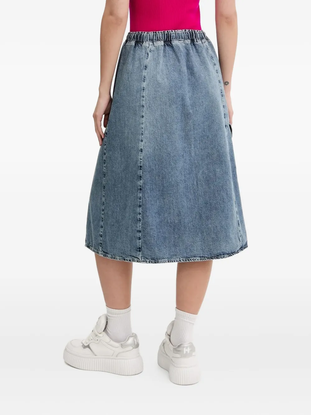MOSCHINO JEANS Denim midi-rok met trekkoord - Blauw