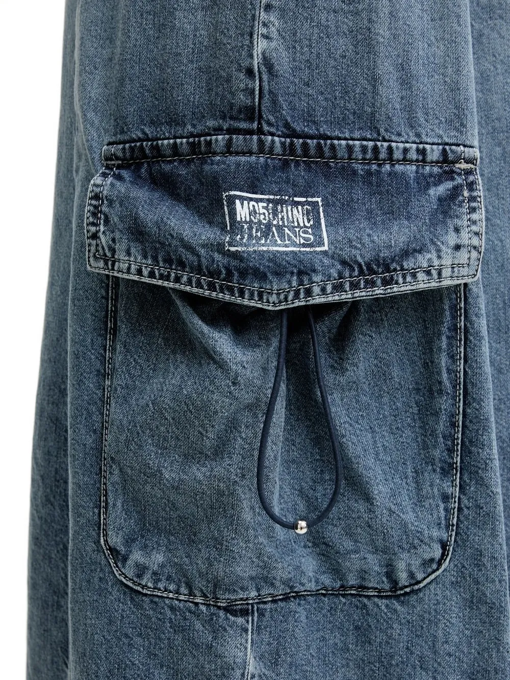 MOSCHINO JEANS Denim midi-rok met trekkoord Blauw