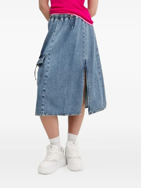 MOSCHINO JEANS drawstring pocket denim midi skirt