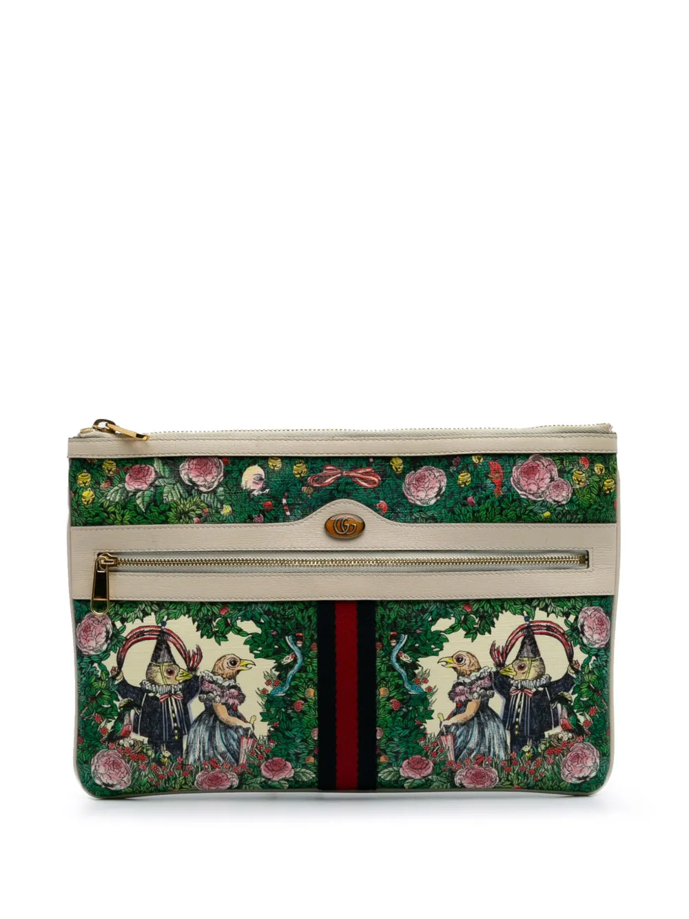 Gucci Pre-Owned 2016-2024 Yuko Higuchi Coated Canvas Ophidia Web clutch bag | Green | Image 1
