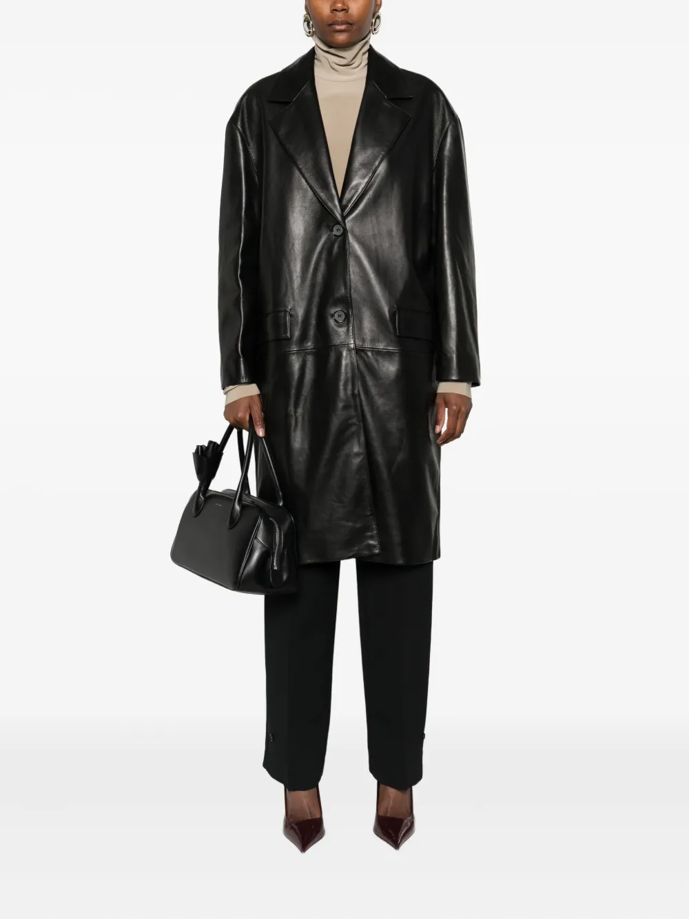 Magda Butrym leather button-fastening coat - Zwart