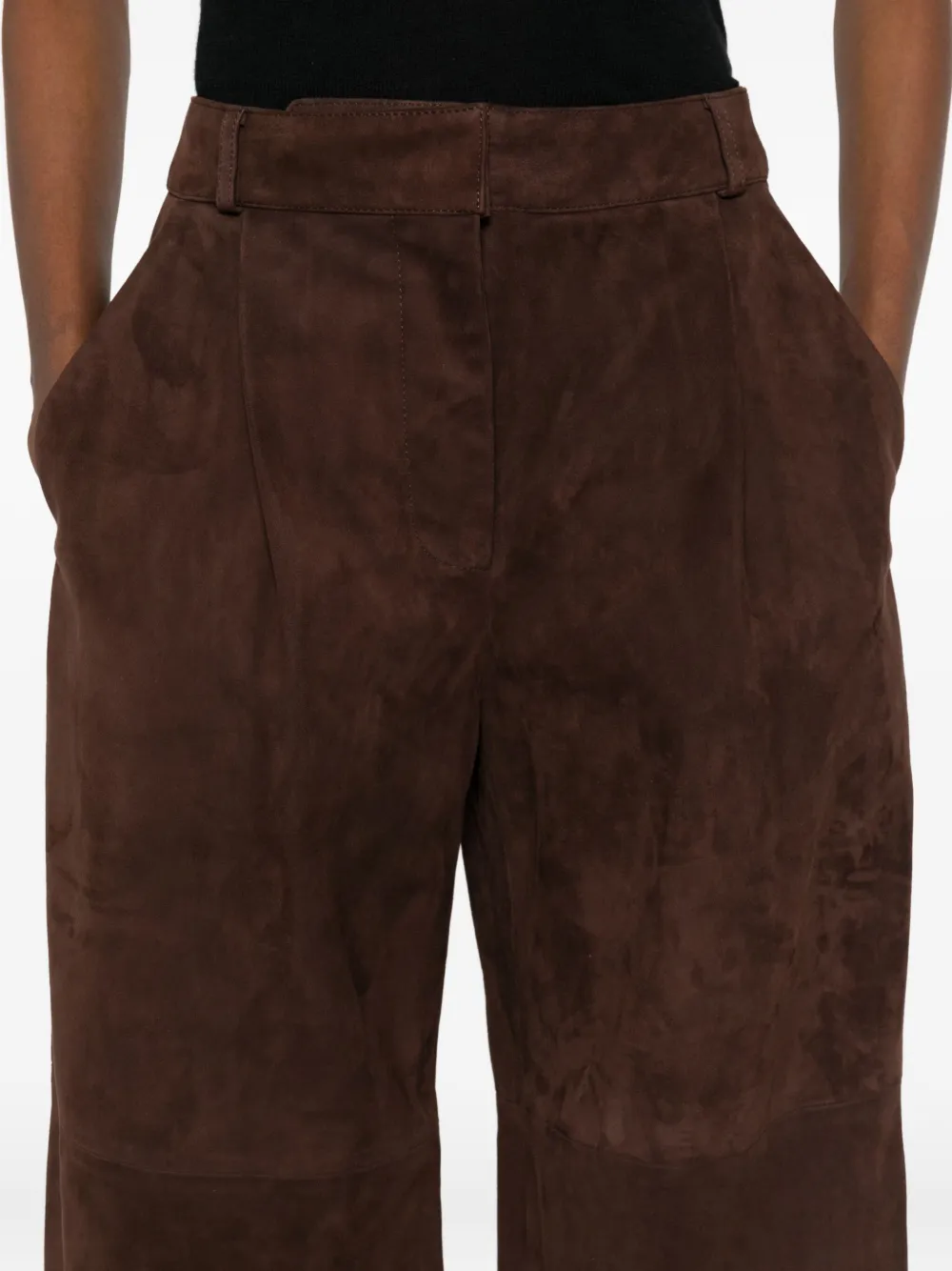 Co Collection Pleated Suede Trousers In Multi
