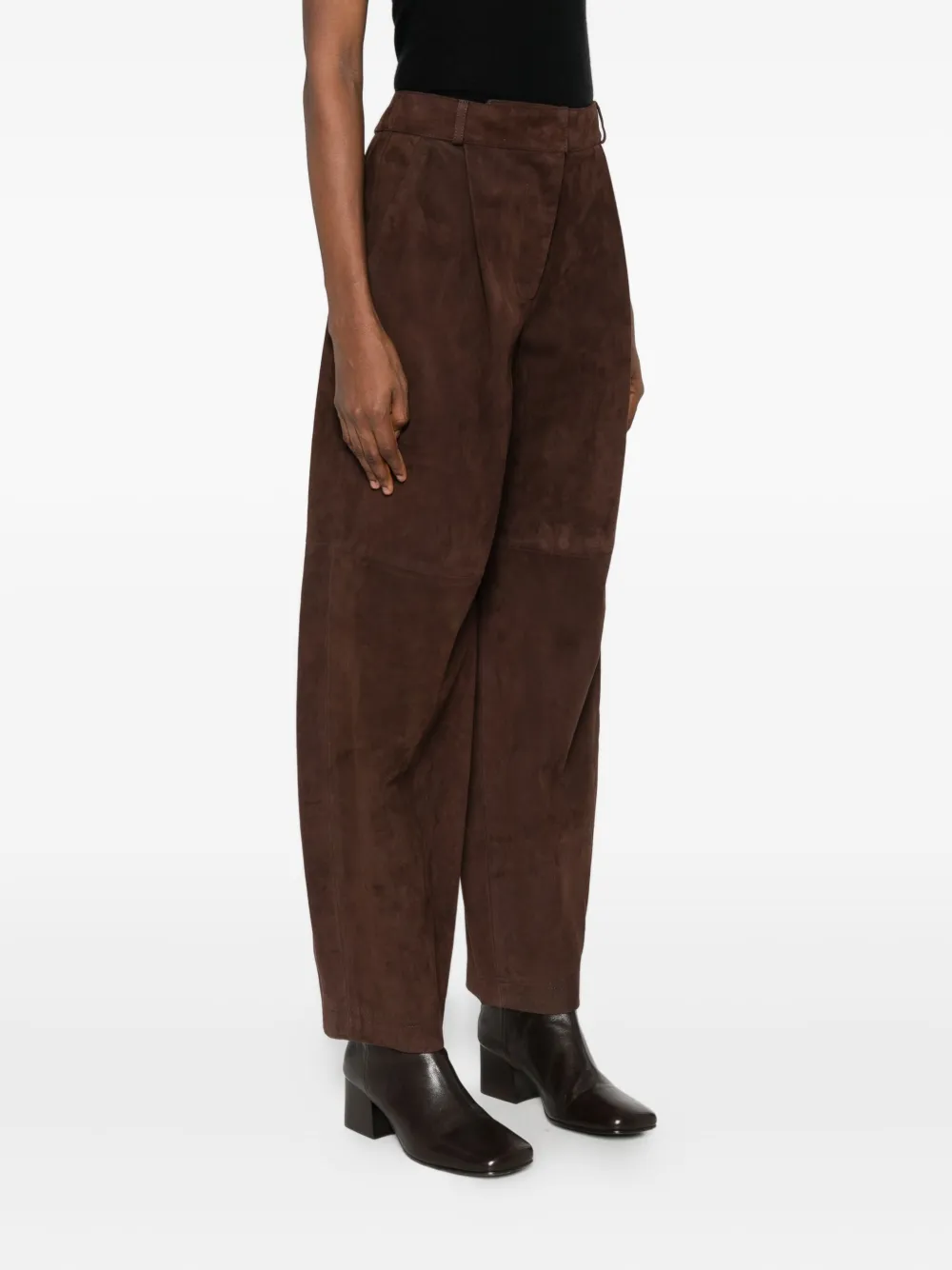 CO COLLECTION pleated suede trousers - Bruin