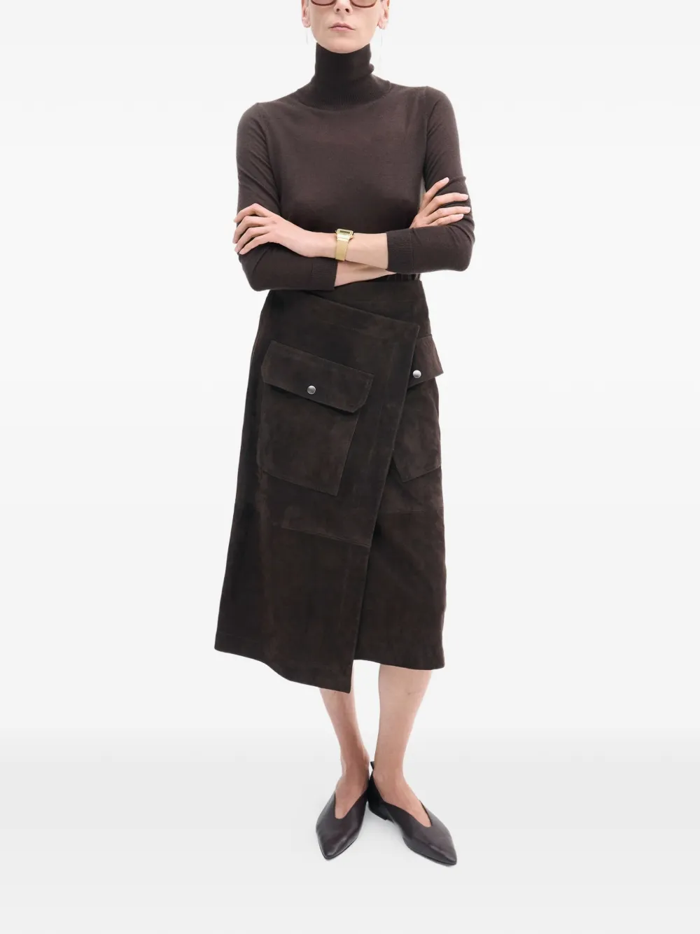 CO COLLECTION suede midi skirt - Bruin