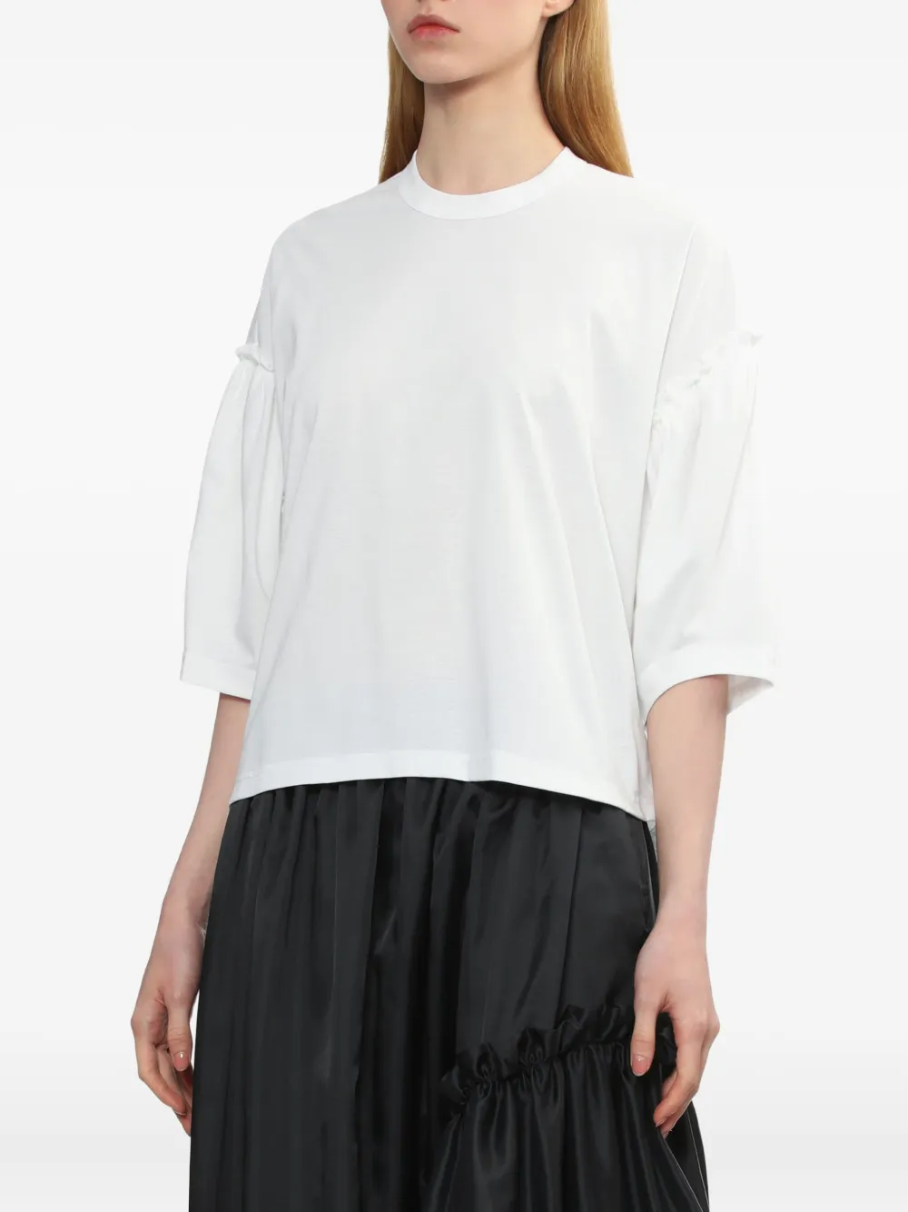 Noir Kei Ninomiya T-shirt met ruches en pofmouwen Wit