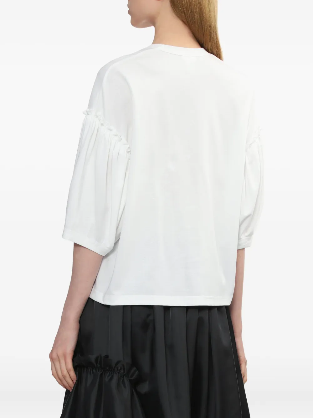 Noir Kei Ninomiya T-shirt met ruches en pofmouwen Wit