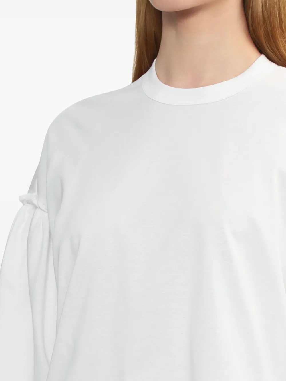 Noir Kei Ninomiya T-shirt met ruches en pofmouwen Wit