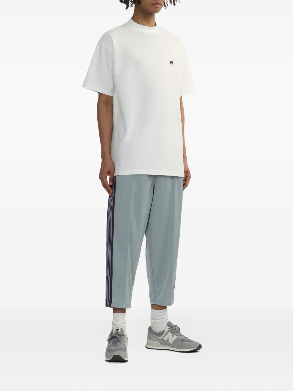 Needles T-shirt met geborduurd logo - Wit