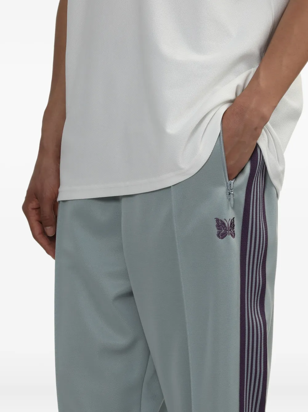 Needles Trainingsbroek met geborduurd logo Blauw