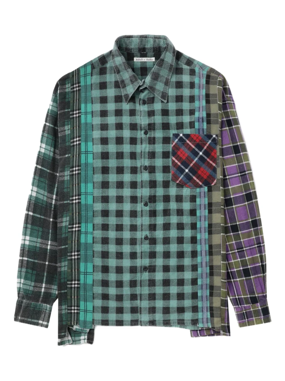 Needles patchwork plaid shirt Groen