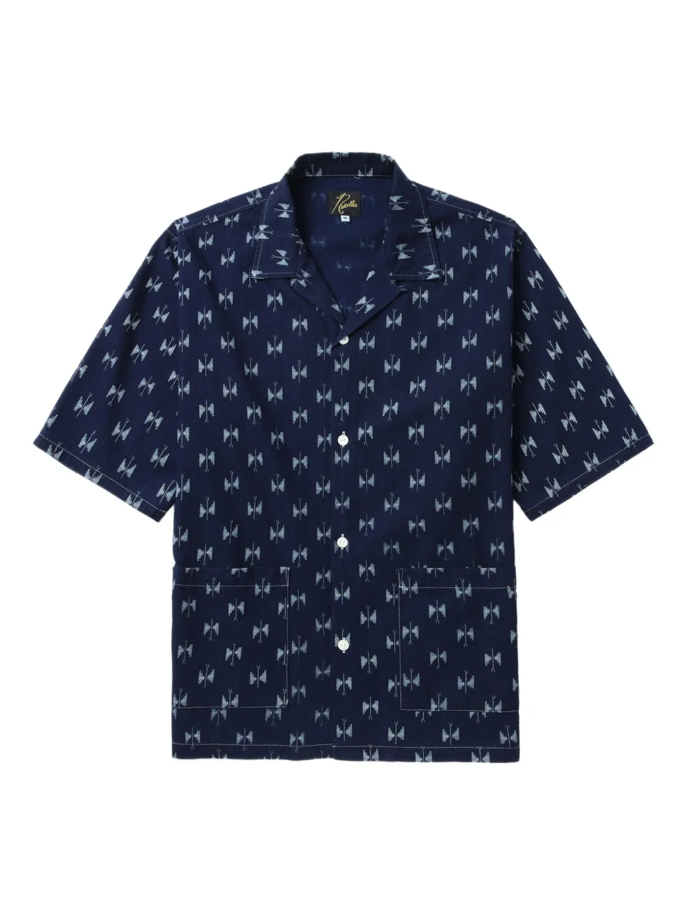 Needles butterfly-print short-sleeve shirt Blauw