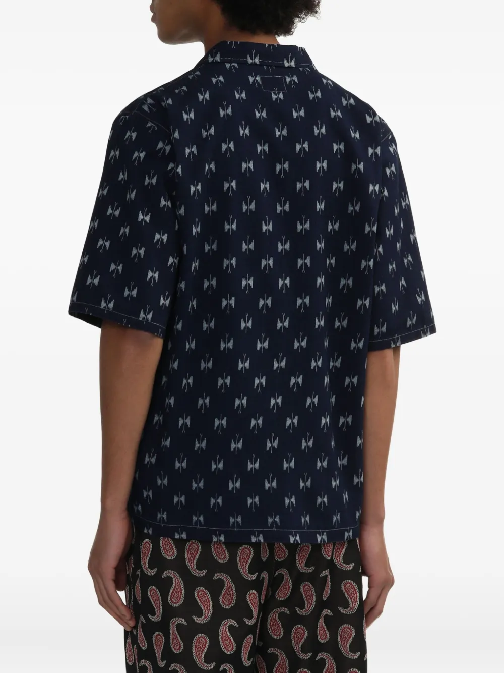 Needles butterfly-print short-sleeve shirt Blauw