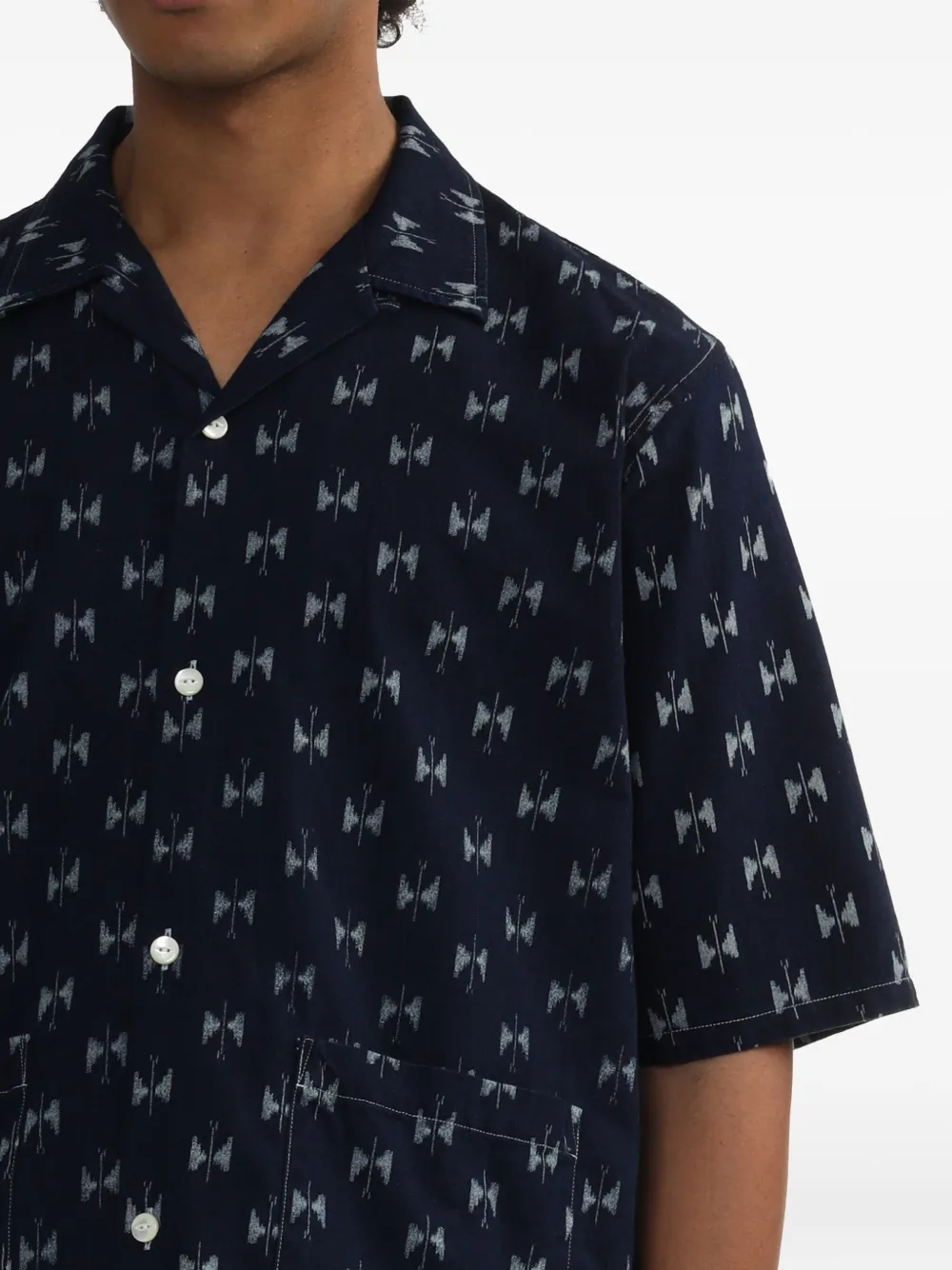 Needles butterfly-print short-sleeve shirt Blauw