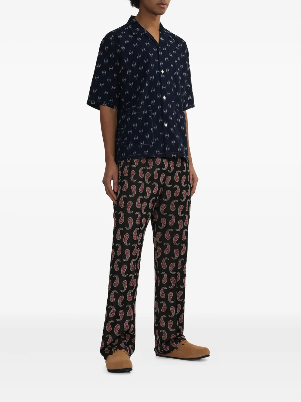 Needles butterfly-print short-sleeve shirt Blauw